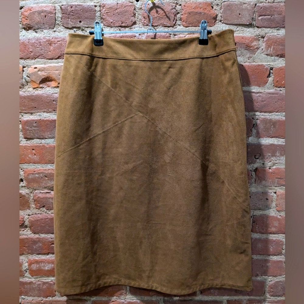 Chico's Caramel Faux-Suede Pencil Skirt - Size 10